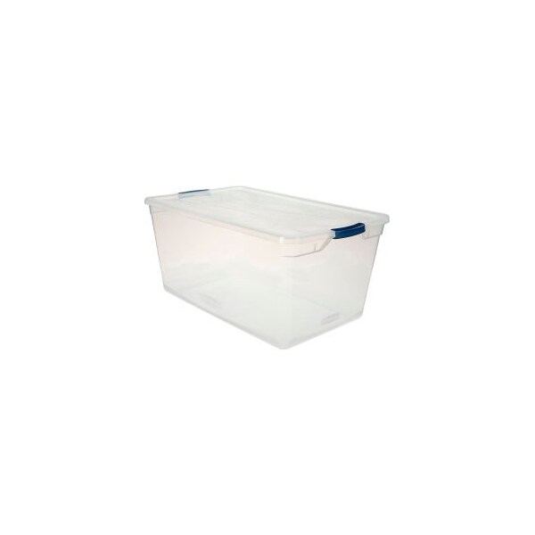 United Solutions Storage Tote W/ Lid, 23.75 gal, 29 in L x 17-3/4 in W x 13-1/4 in H, Clear, 4 PK RMCC950001 - main